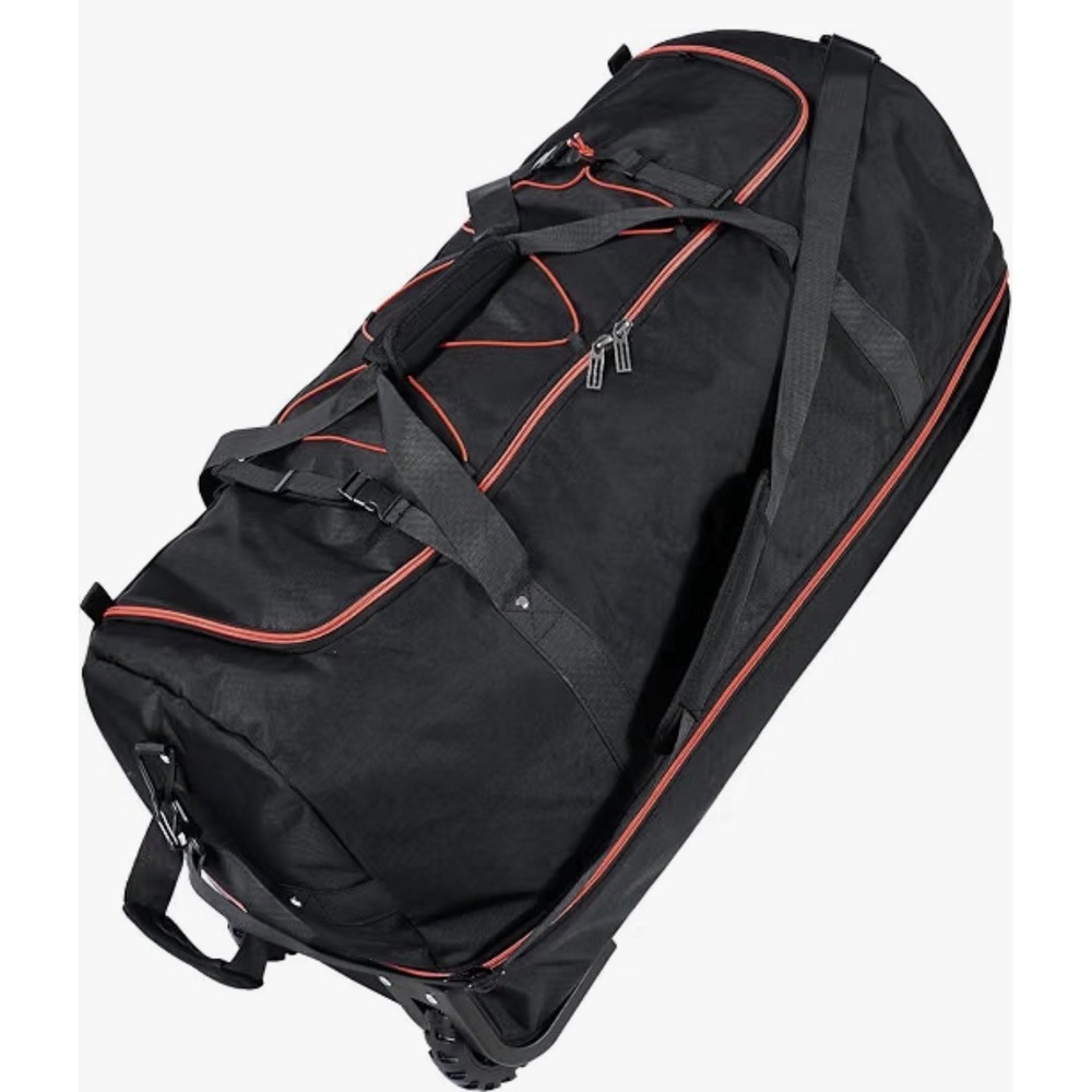 Large Rolling Duffle Bag 30" Black Wheeled Travel Luggage Multiple Pockets